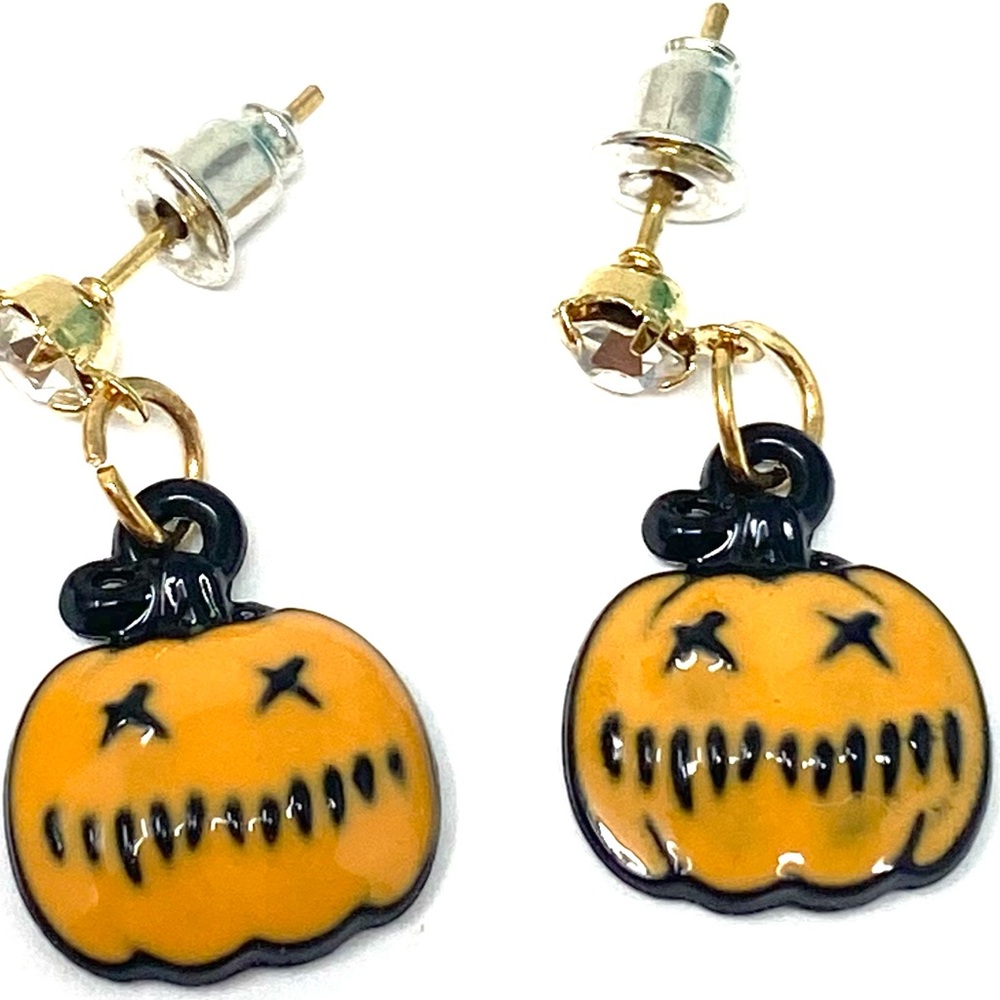 Authentic Betsey Johnson Enamel Orange Pumpkin Earrings